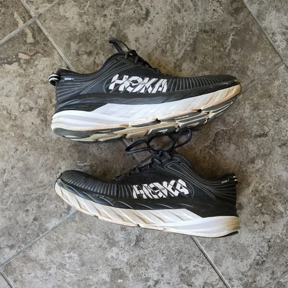 Hoka Bondi 7 Mens Running Shoes Sneakers Black And White Size 10 - Picture 8 of 12